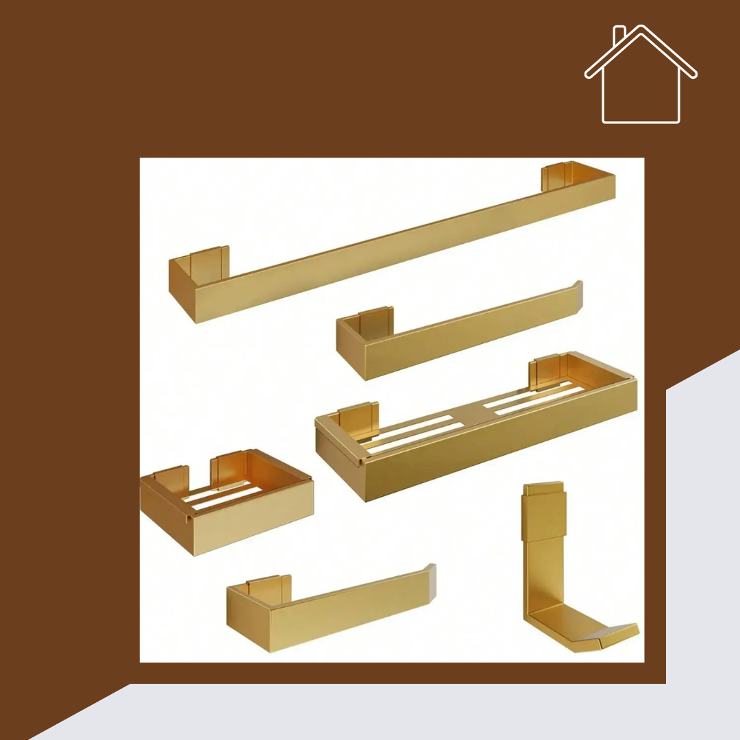 Kit De Acessórios Para Banheiro Dourado 6 Peças